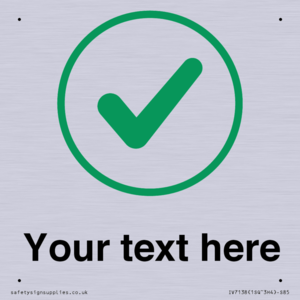 Custom plain background, green tick in circle sign